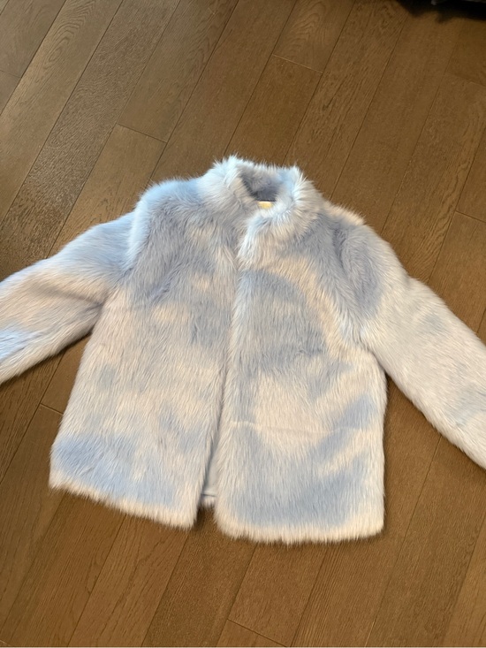 Meshki Jackets & Blazers - Light Blue Faux Fur Jacket